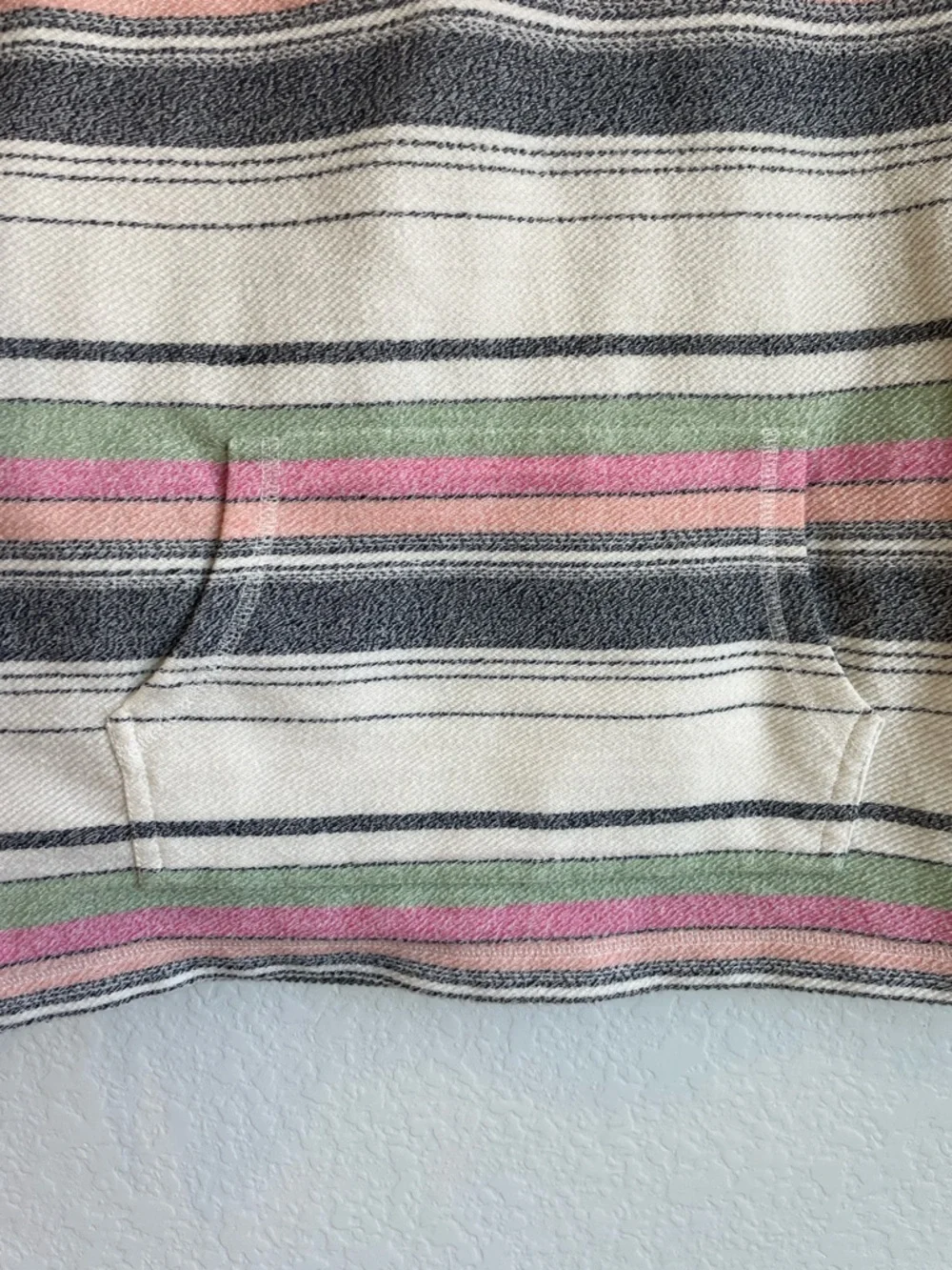 O'Neill Cream Striped Pullover with Pink and Green Accents